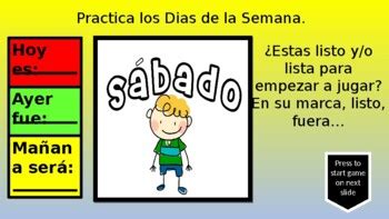 Spanish Weekdays Memory Game Practica Los Dias De La Semana Pptx