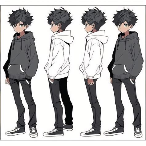 premium ai image trendy anime boy character turnaround concept art