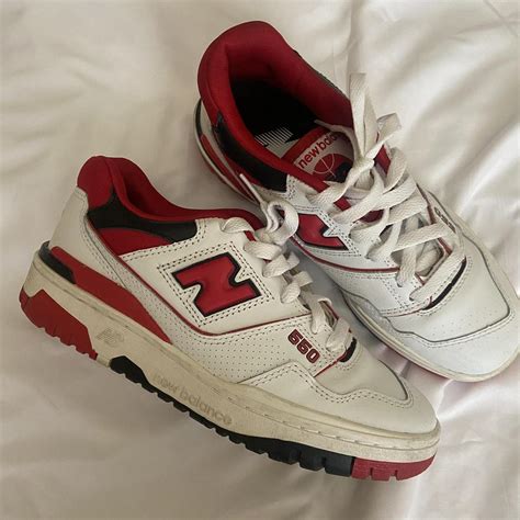 NEW BALANCE 550 red/black size 5Y/6.5W still in... - Depop