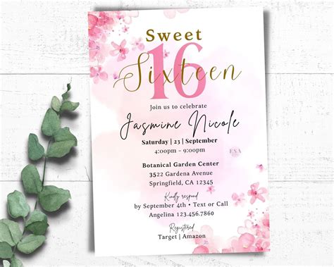 sweet  invitation template minimalist floral design canva editable