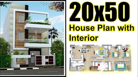 20X50 House Plan With 3D Interior Elevation Complete YouTube