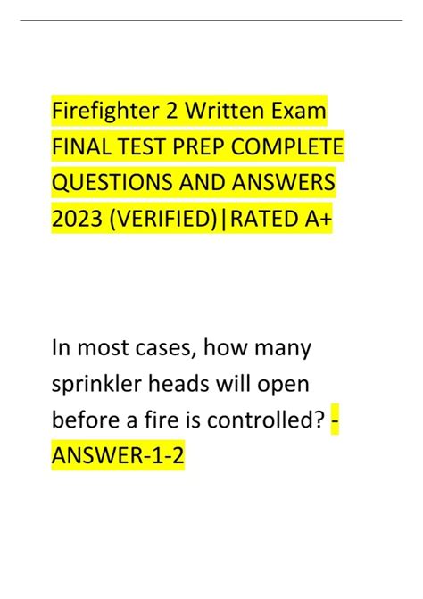 Firefighter 2 Written Exam FINAL TEST PREP COMPLETE QUESTIONS AND