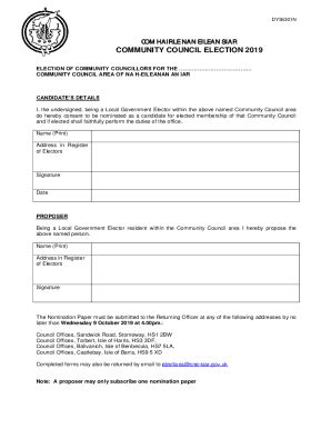 Fillable Online Community Council Elections And By Elections Fax Email