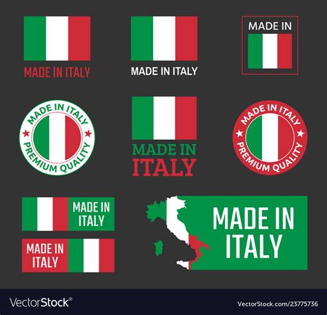 Made In Italy Icon Set Italian Product Labels Vector Image