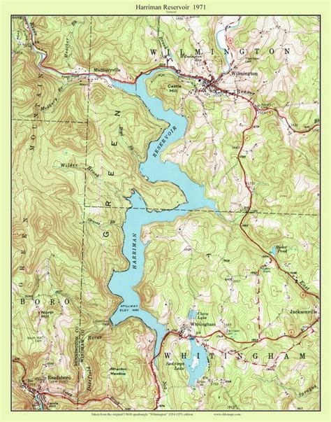 Harriman Reservoir 1971 Old Topographic Map Usgs Custom Composite