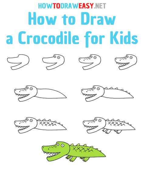 How to Draw a Crocodile for Kids - How to Draw Easy