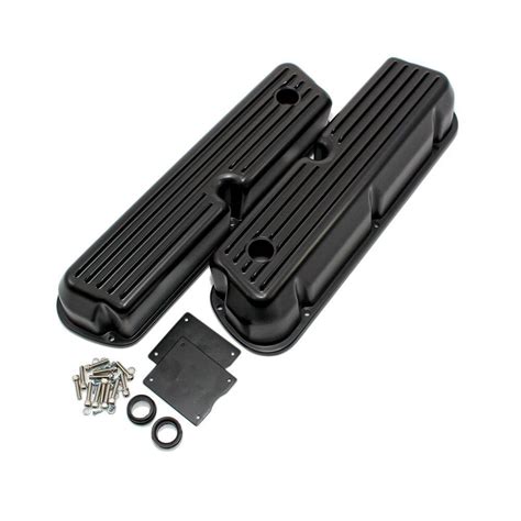 Sbf Ford 302 Retro Finned Black Powder Coated Aluminum Tall Valve Covers 351w Valve Cover