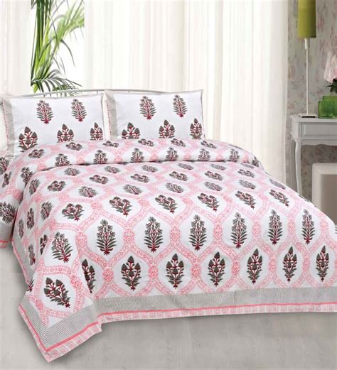 Buy Multicolor Solid Tc Cotton Double Bedsheet With Pillow Covers