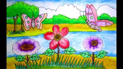 Flower Garden Simple Easy Garden Drawing For Kids - Foto Kolekcija