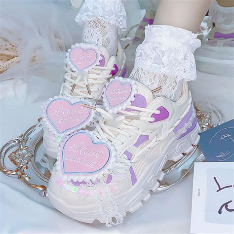 Cute Love Heart Chunky Sneakers Fashion Pretty Shoes Kawaii Shoes