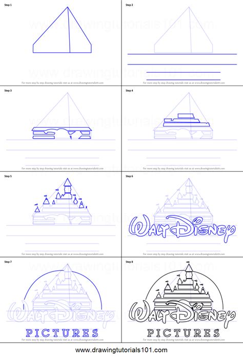 How to Draw Walt Disney Logo Printable Drawing Sheet by DrawingTutorials101.com | Walt disney ...