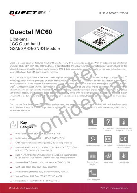 PDF Quectel MC60 Quectel MC60 Ultra Small LCC Quad Band GSM GPRS