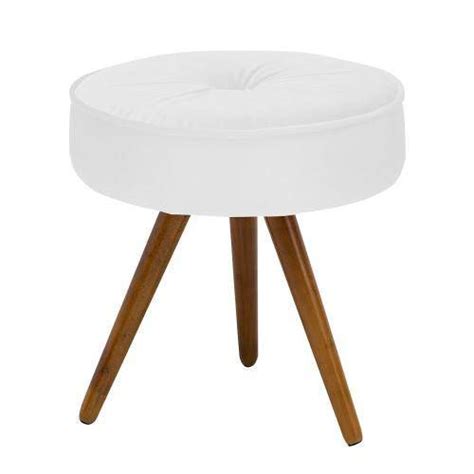 Puff Júlia Decorativo Redondo Suede Branco 42 Cm Home decor Decor