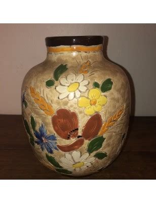 Ancien Vase En C Ramique Polychrome Sign J Massier Vallauris