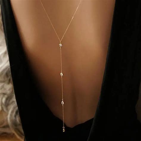 Sexy Crystal Necklace Bikini Back Chain Beach Crossover Bodychain