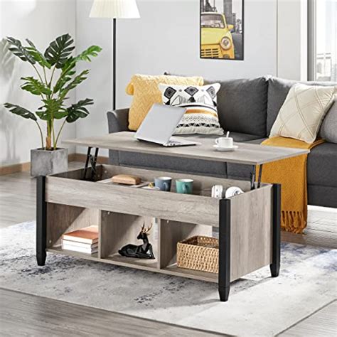 Yaheetech Gray Coffee Table In Lift Top Coffee Table With Storage