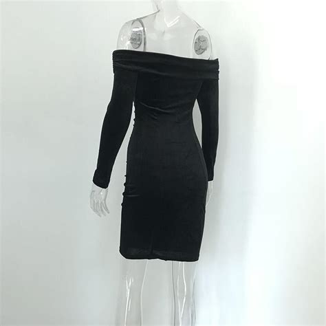 Black Bodycon Off Shoulder Strapless Velvet Dress On Storenvy