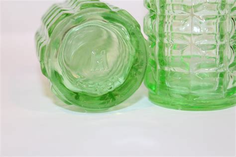 Hazel Atlas Green Depression Glass S And P Shakers