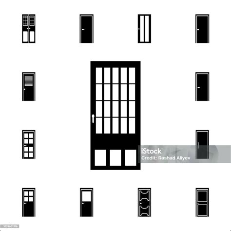 ikon pintu ikon pintu diatur universal  web  seluler ilustrasi