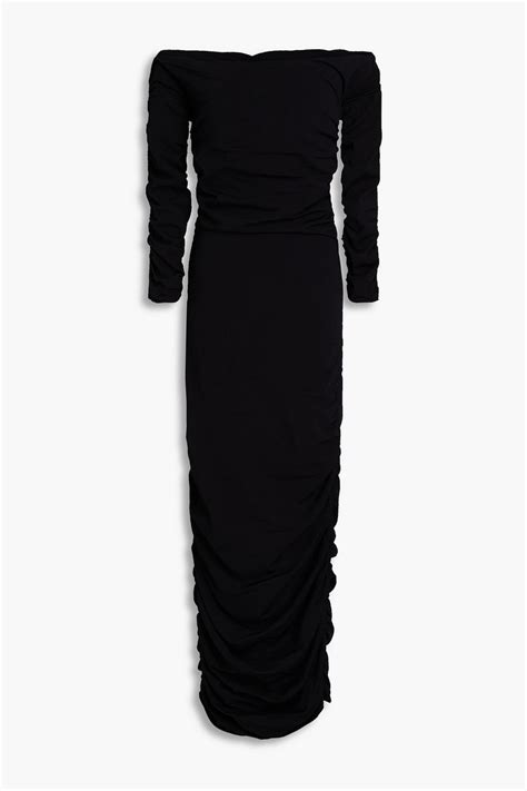 Khaite Lydia Off The Shoulder Ruched Jersey Maxi Dress The Outnet