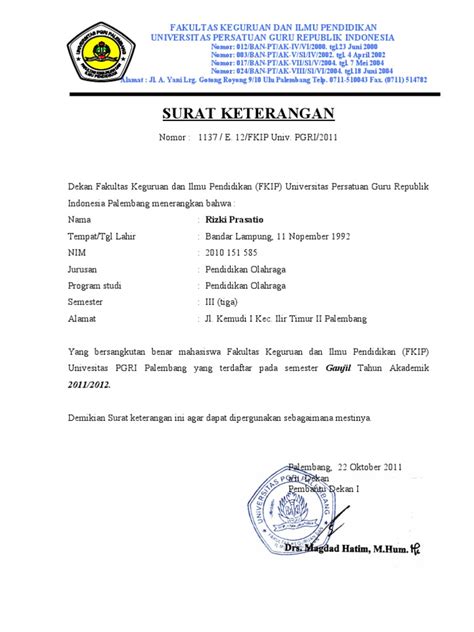 39 Surat Keterangan Aktif Kuliah Contoh Surat Ide