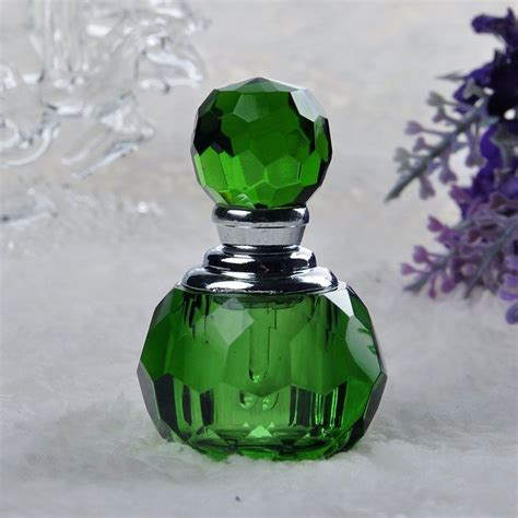 Vintage Green Crystal Empty Refillable Perfume Bottle Stopper Perfume