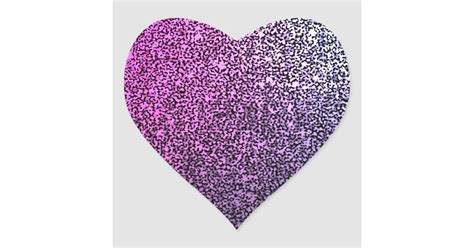 Pink Purple Sparkly Glitter Heart Sticker Zazzle