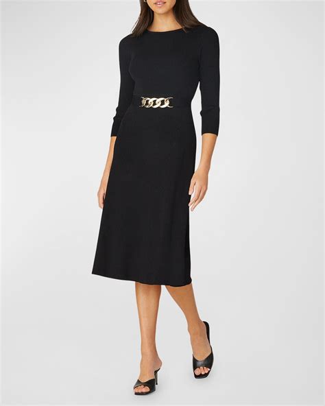 Shoshanna Talia Ribbed Chain Embellished Midi Dress Neiman Marcus