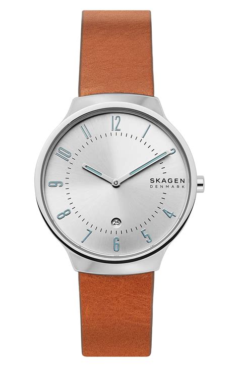 Skagen Grenen Leather Strap Watch in Metallic - Lyst