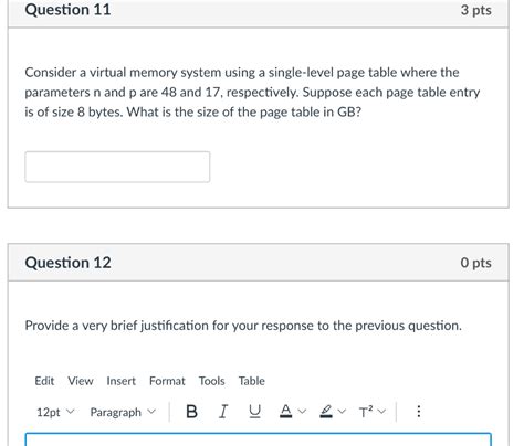 Solved Question 11 3 Pts Consider A Virtual Memory System Chegg