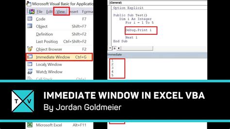 Using The Immediate Window Excel VBA Tips YouTube