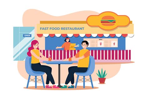 Fast Food Restaurant Illustration Concept On White Background 16462191