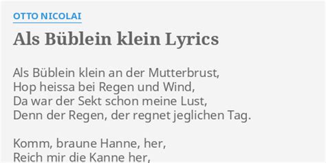 Als B Blein Klein Lyrics By Otto Nicolai Als B Blein Klein An