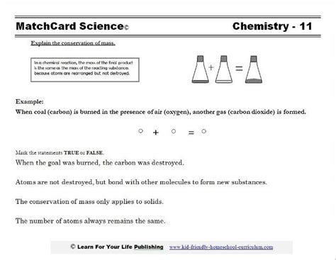 Law Of Conservation Of Matter Worksheet