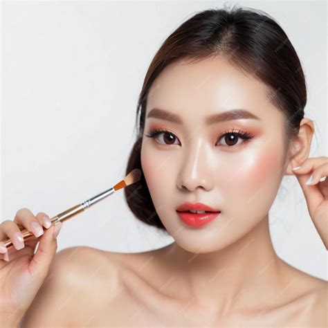 Premium Photo Beautiful Asian Woman Makeup Trial For Flawless Look