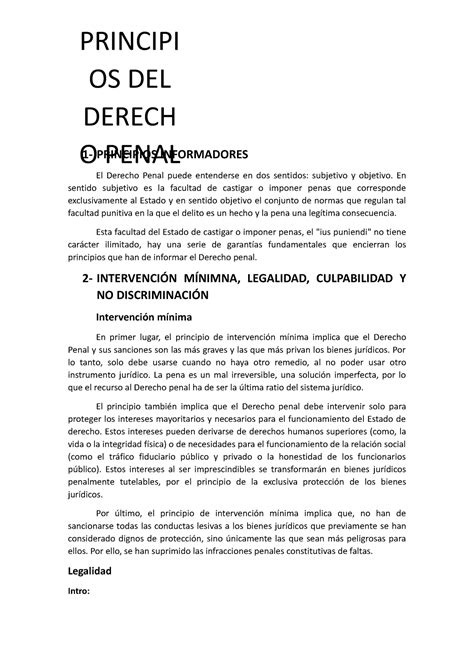 5 Principios Del Drecho Penal 1 Principios Informadores El Derecho