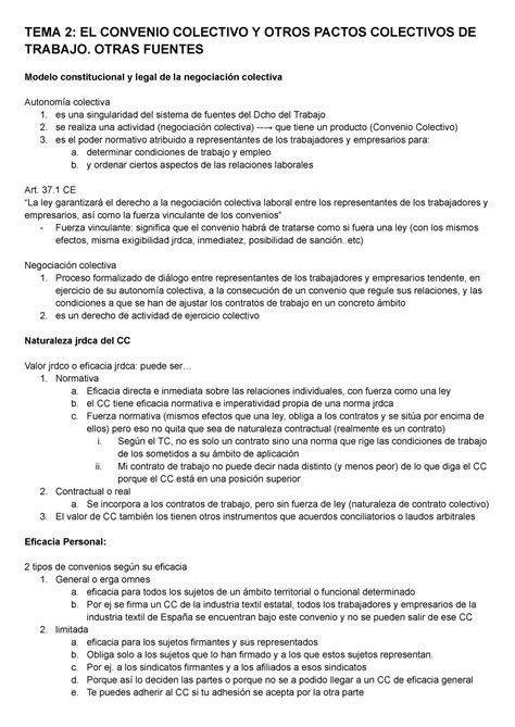 TEMA2 Conveniocolectivo TEMA 2 EL CONVENIO COLECTIVO Y OTROS PACTOS