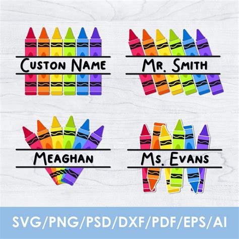 Crayon Monogram Svg Bundle Teacher Monogram Svg Crayon Split