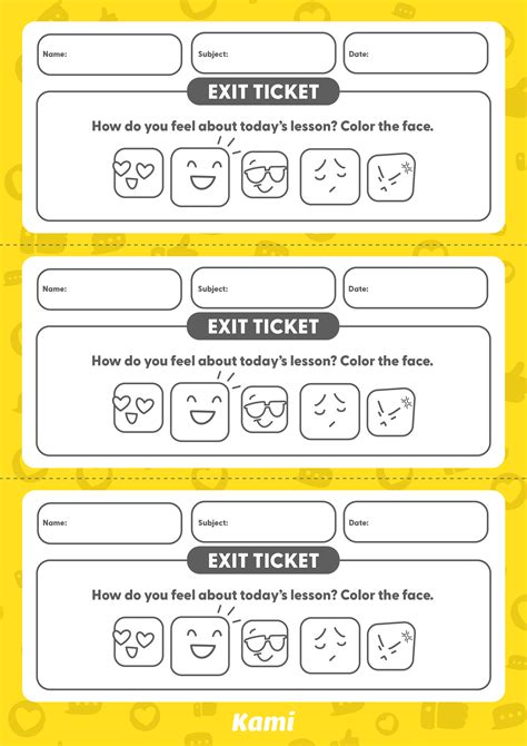 Exit Ticket Yellow Emoji For Teachers Perfect For Grades 10th 11th