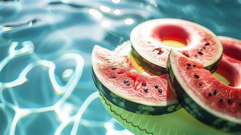 Premium Photo Refreshing Watermelon Slices On Pool Float