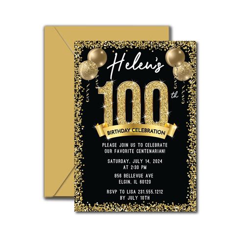 100th Birthday Invitation Hundred Birthday Invitation - Etsy