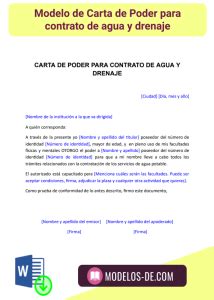 Carta De Poder Para Contrato De Agua Y Drenaje En Word