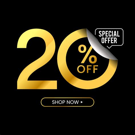 20 Percent Off Discount. Golden Numbers With Percent Sign And Unique