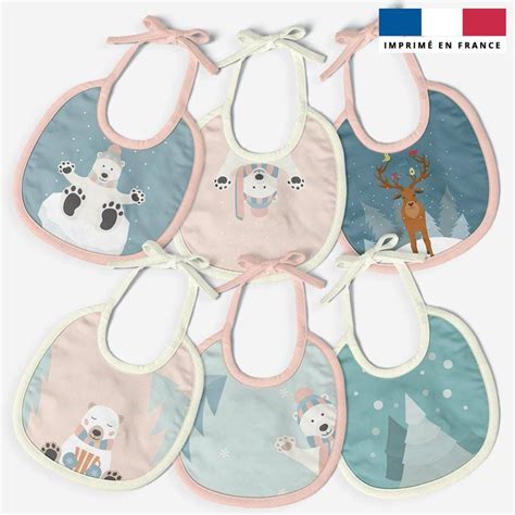 Kit bavoirs en éponge motif ours blanc Tissus Price Matière Éponge