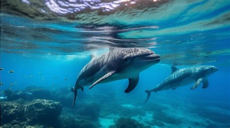 Premium Ai Image Dolphin Swims In The Ocean Underwater World D Rendering