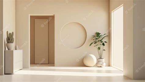 Premium Photo | Beige aesthetic interior minimalist illustration