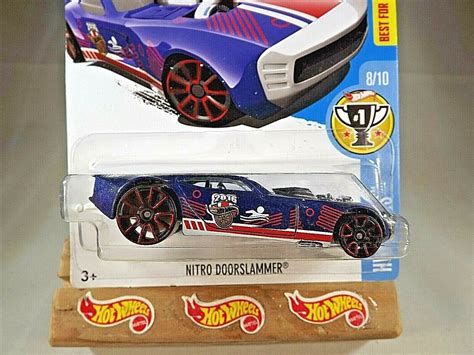2016 Hot Wheels 238 HW Games 8 10 NITRO DOORSLAMMER Dark Blue W Red Trap5 Spoke Contemporary