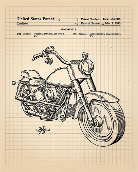 Harley Davidson Patentharley Davidson Art Harley Poster Motorcycle