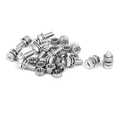 Nh M X Mm Stainless Steel Phillips Hex Head Bolts Nuts W