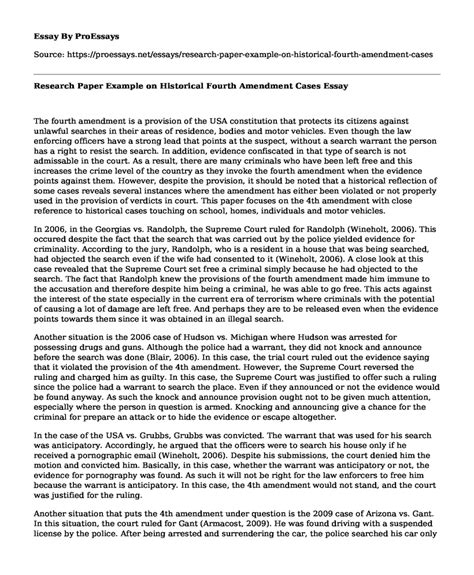 📌 Research Paper Example on Historical Fourth Amendment Cases - Free ...